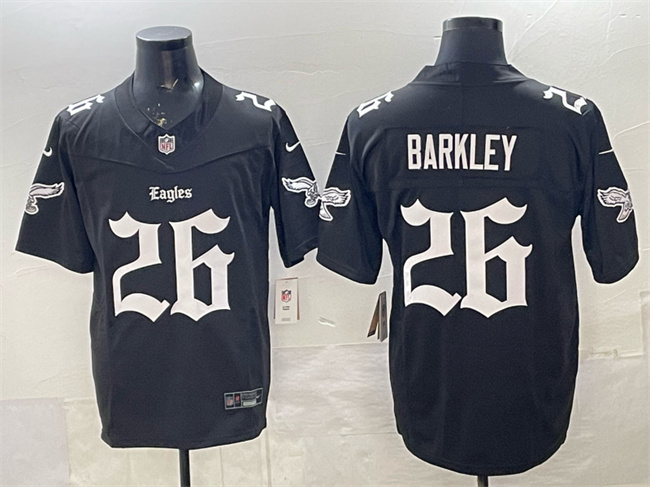 Men's Black Philadelphia Eagles #26 Saquon Barkley 2025 F.U.S.E. 'Gothic Philly Edition' Vapor Limited Stitched Football Jersey